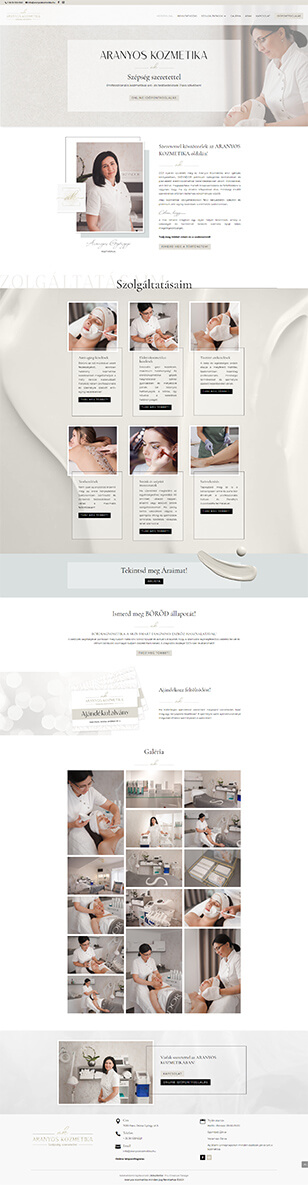 Aranyos kozmetika weboldal készítés webdesign