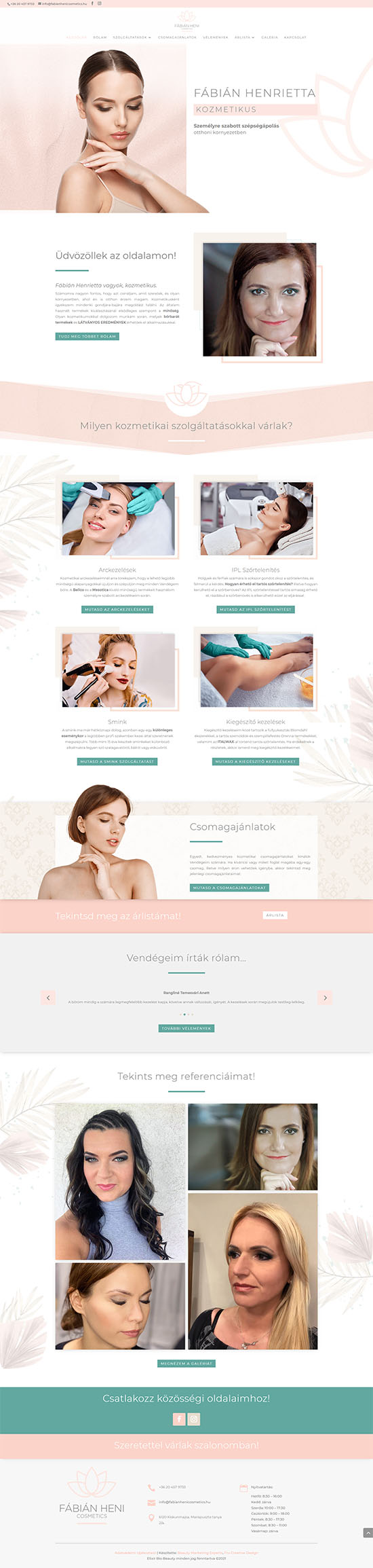 Fábián Heni Cosmetics webdesign weboldalkészítés
