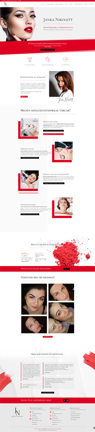 Janka Nikolett kozmetikus sminktetováló teljes weboldal készítés
