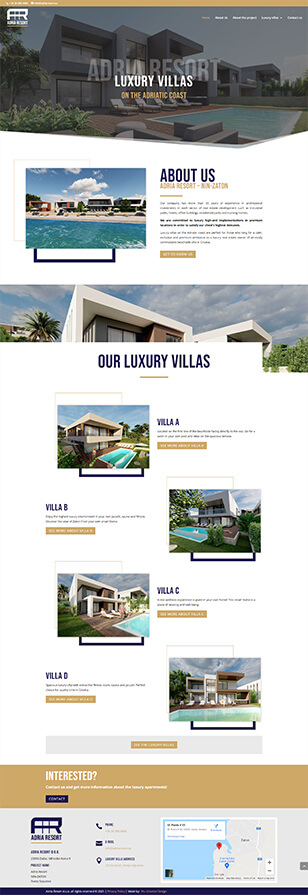 Adria Resort Luxus Villák Adriai tengerpart webdesign weboldal készítés