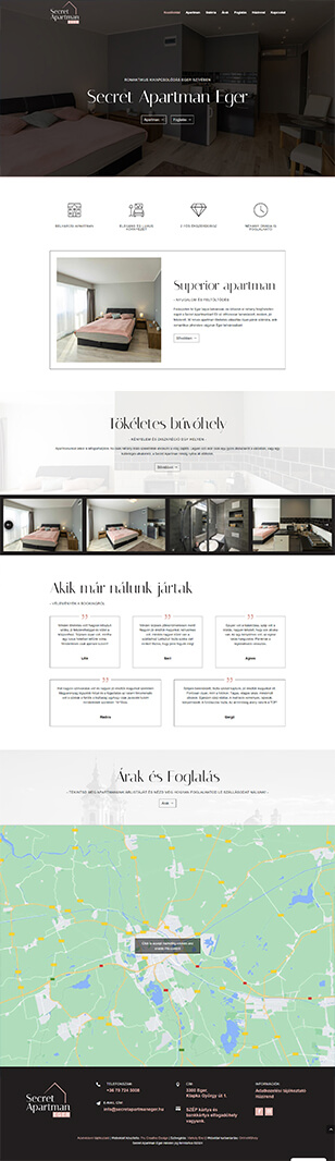 Apartman, foglalás, naptár, weboldal, weboldal fejlesztés, webdesign, Secret apartman