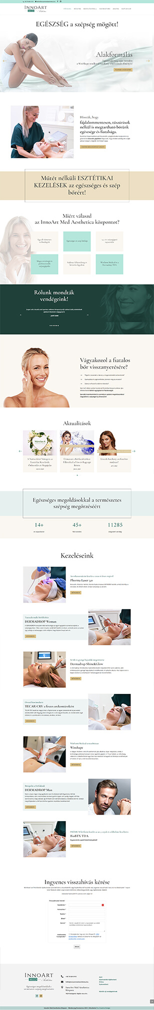 Esztétika, arckezelés, testkezelés, weboldal fejlesztés, webdesign, InnoArt Med Aesthetica