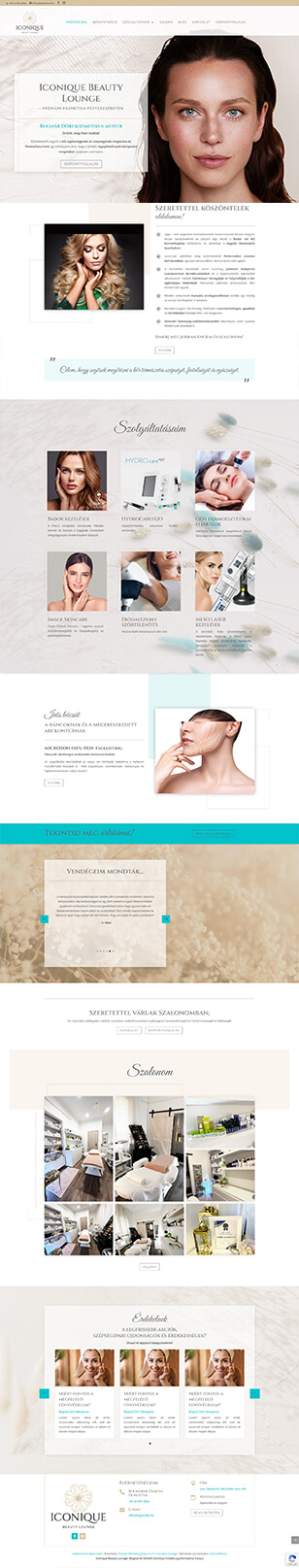 Kozmetika, arckezelés, lézeres szőrtelenítés, weboldal készítés, weboldal fejlesztés, webdesign, Iconique Beauty Lounge