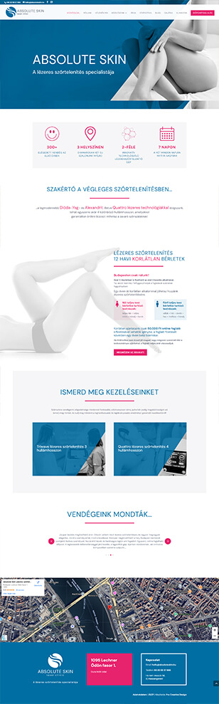 Lézeres szőrtelenítő szalon, weboldal készítés, wordpress weboldal fejlesztés, Absolute skin, laser clinic