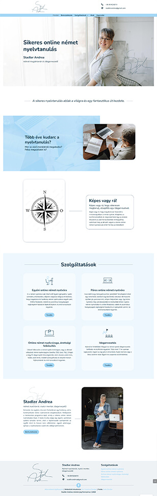 Online német nyelvtudás, nyelvvizsga, weboldal készítés, weboldal fejlesztés, webdesign, Stadler Andrea, német magántanát, idegenvezető