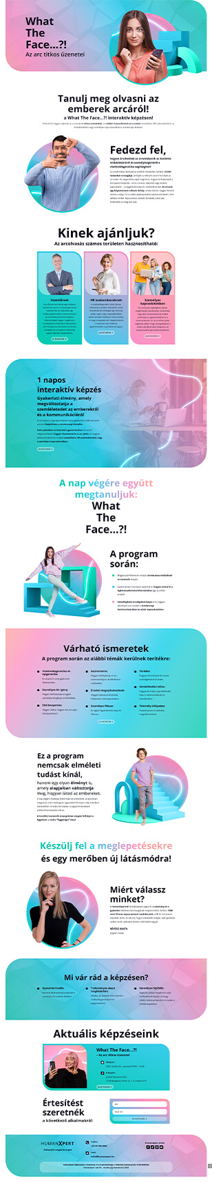 Humanxpert arcolvasás képzés, wordpress weboldal fejlesztés, weboldal készítés