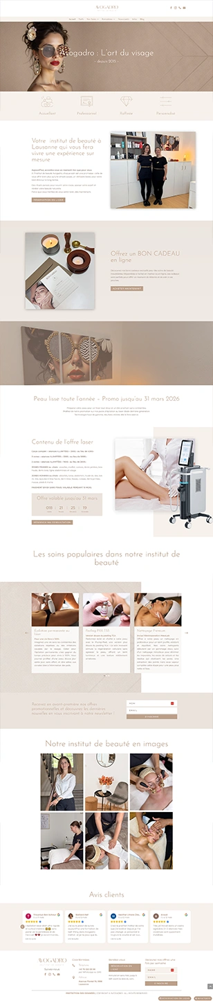 Szépségszalon, weboldal fejlesztés, webdesign, Avogadro, francia nyelvű weboldal